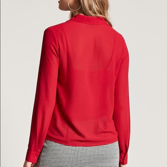 Forever 21 red button down top- large - Picture 2 of 7